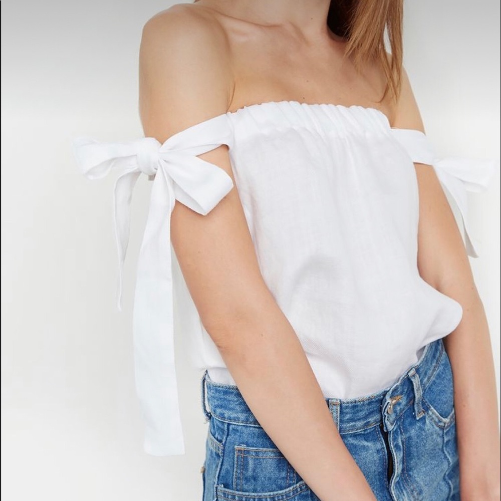 Revolve Off the Shoulder Tie-Sleeve Top